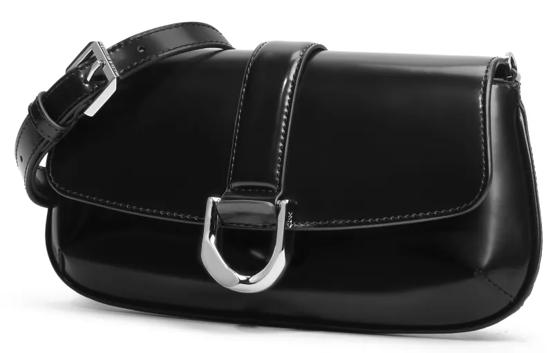 CHARLES&KEITH Cow Leather Crossbody Bag, Shoulder Bag Trumpets Women's Noir Black/Brown-1