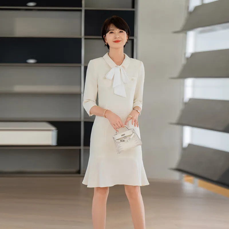 ONE SHALLOW Long Sleeved Dresses Women's Light Yellow-6