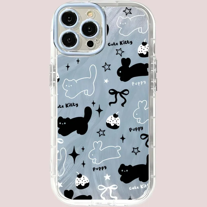 Sopi Acrylic Material Blue Blended Camlet Rabbit Phone Cases Compatible With IPhone 16/15 Pro Max/Apple 13/14 Pro/Max-1