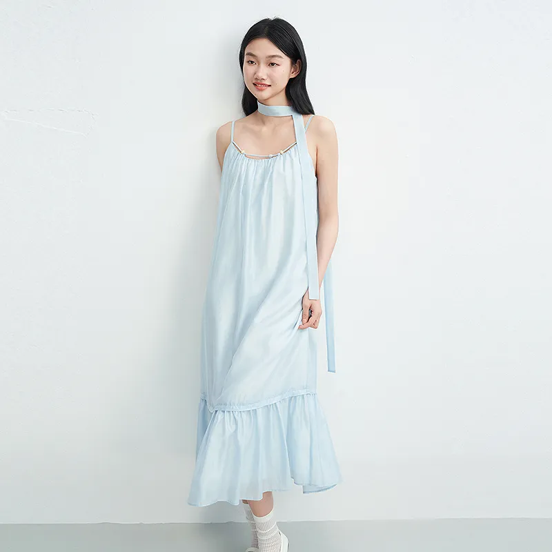 LEDIN Slip Dress Women's Ice Dew Blue In Stock-5