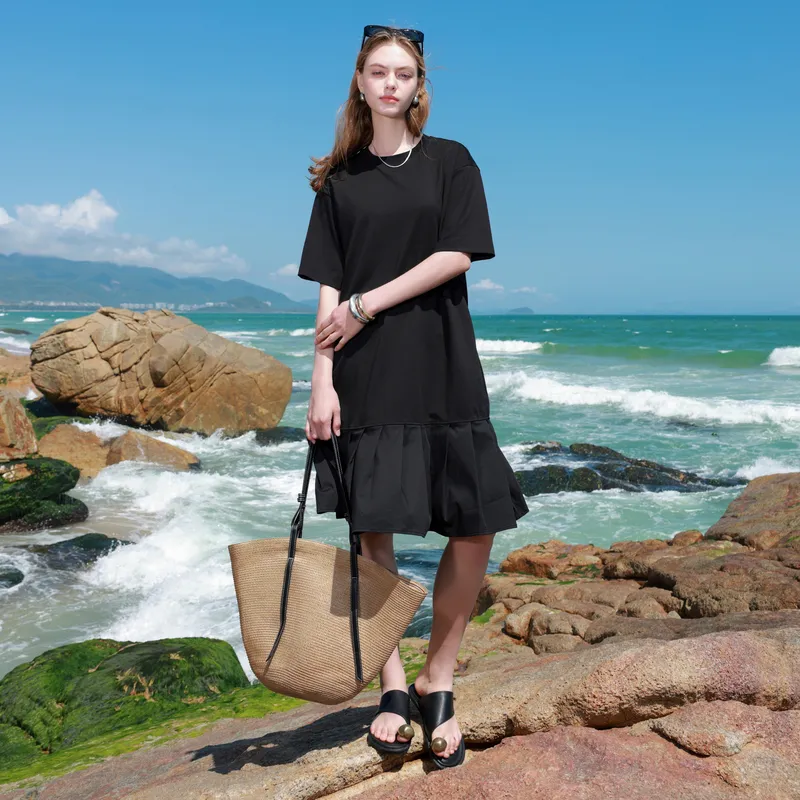 3COLOUR Short Sleeved Dress Women's Classic Black-5