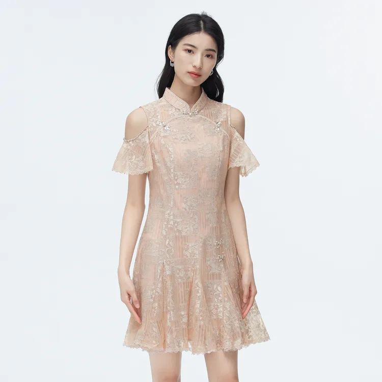 SHUIYUNJIAN Short-Sleeved Dresses Women's Light Pink-3