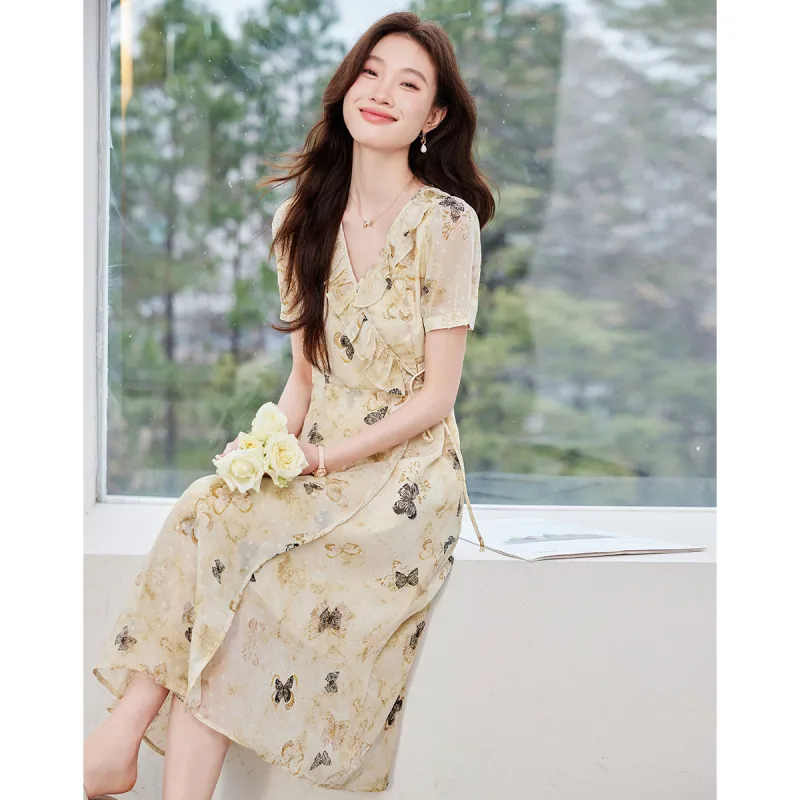 Love Elaine Summer Short Sleeved Dress Regular Women's Multicolor-0