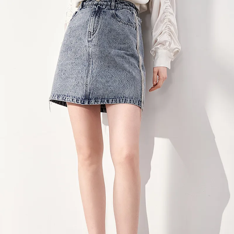 ELLE Casual Short Skirts Women's Denim Blue-2