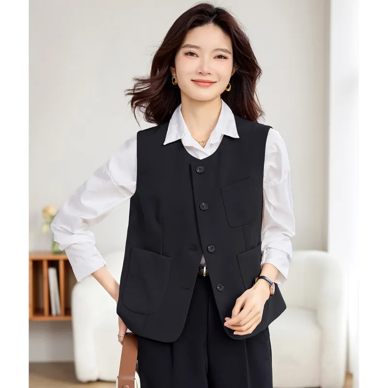 TERRE BLEUE Spring Fall Vest Loose Fit Women's-3