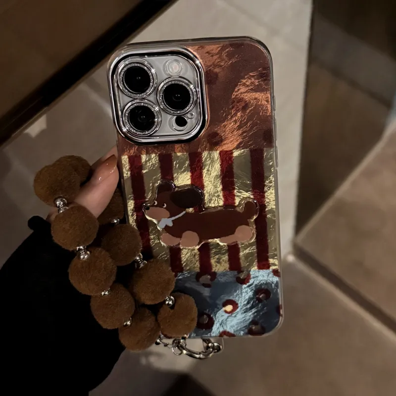 Cuttlefish Grid TPU Material Stripes Vintage Sausage Dog Niche Phone Case Compatible With Apple 16/15/14/13/12/11-2