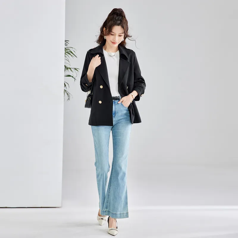 TERRE BLEUE Spring Fall Winter Trench Coat Loose Fit Women's-1