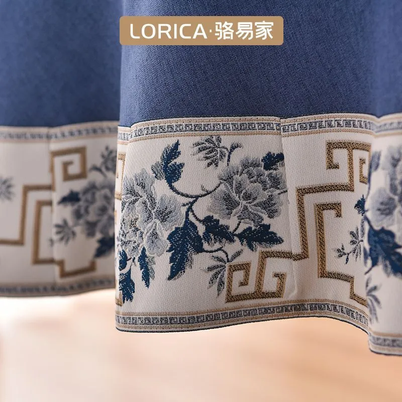 LUOYIJIA Fabric Ambient New Chinese Style Waterproof No Wash Fabric Large Round Dining Table For Home Use-5
