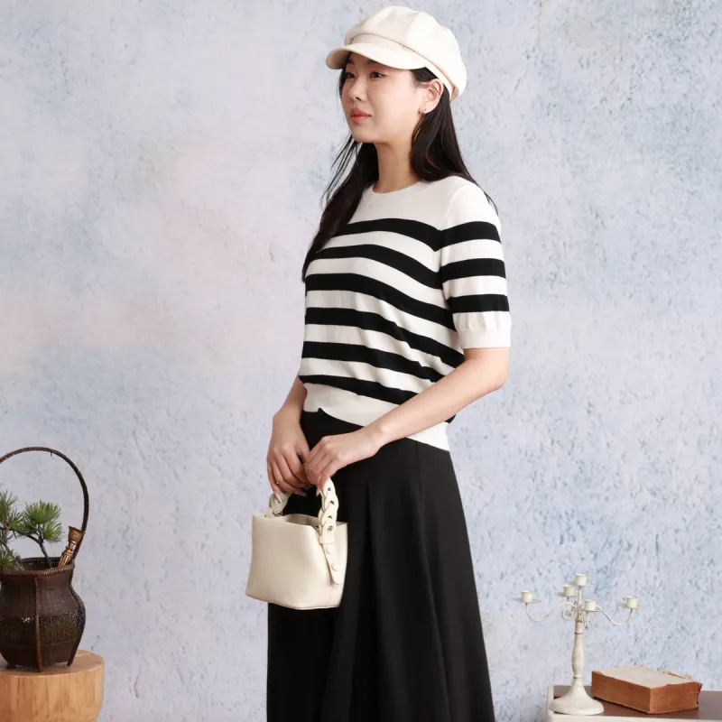 SETIROM Knitwear Women's Black White Stripes-3