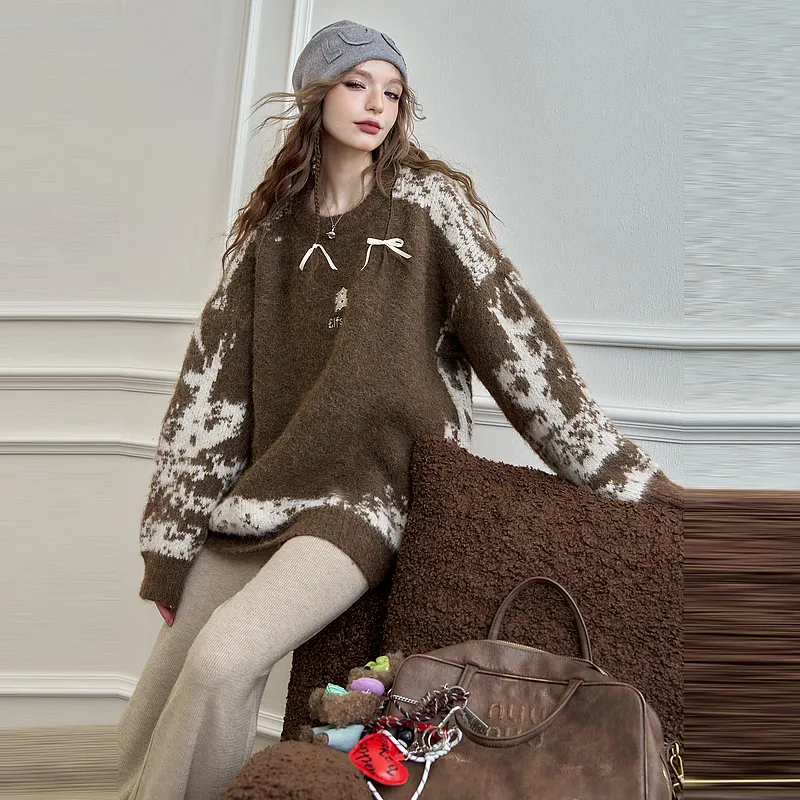 ELF SACK Soft And Fluffy Maillard Style Pullover Sweater Women's-6