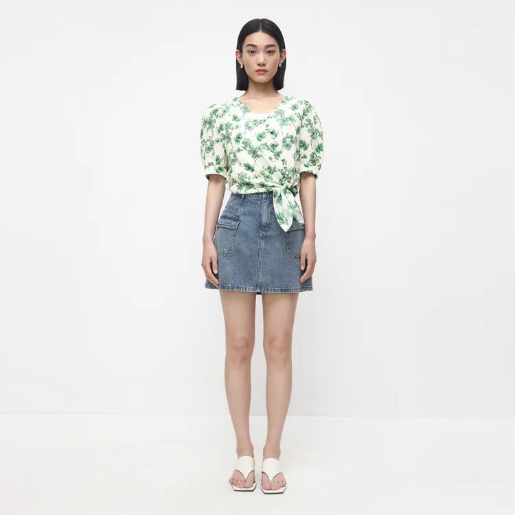 SHUIYUNJIAN Shirts Women's Forest Green Floral-4