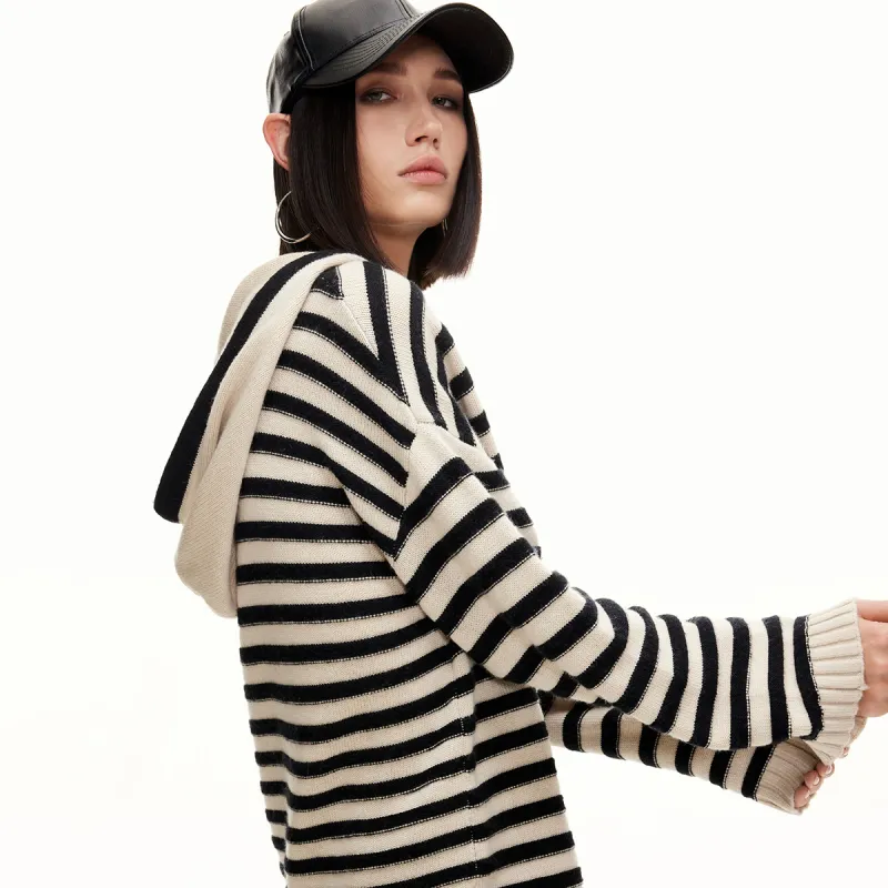 ONLY Knitwear Women's Black White Stripes-4