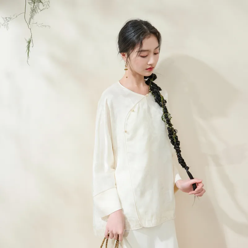 3COLOUR Chiffon Shirt Women's Ecru Floral-5
