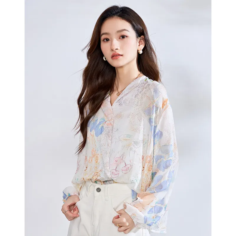 Love Elaine Spring, Summer, Fall Shirt Loose Fit Women's Hundred Flowers Shirt-3