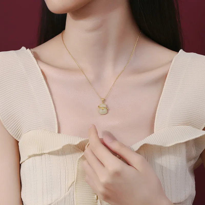Royal Heaven's Choice Hetian Jade Necklaces Pale Greenish White Jade Unisex-3