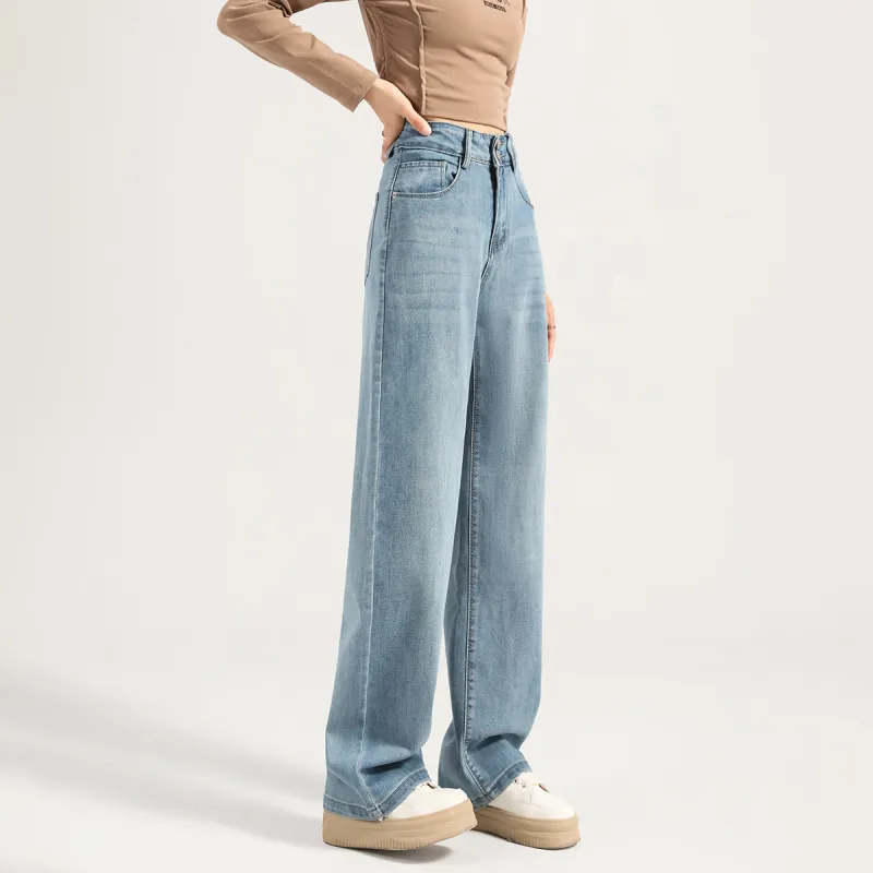 FAWENXIANGZI Jeans Women's Light Blue-4