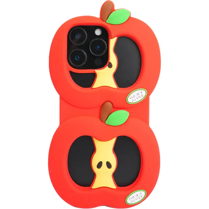 Sopi Silicone Material Cut Out Red Green Apple Phone Cases Compatible With IPhone 16/15 Pro Max/Apple 13/14 Pro/Max-1
