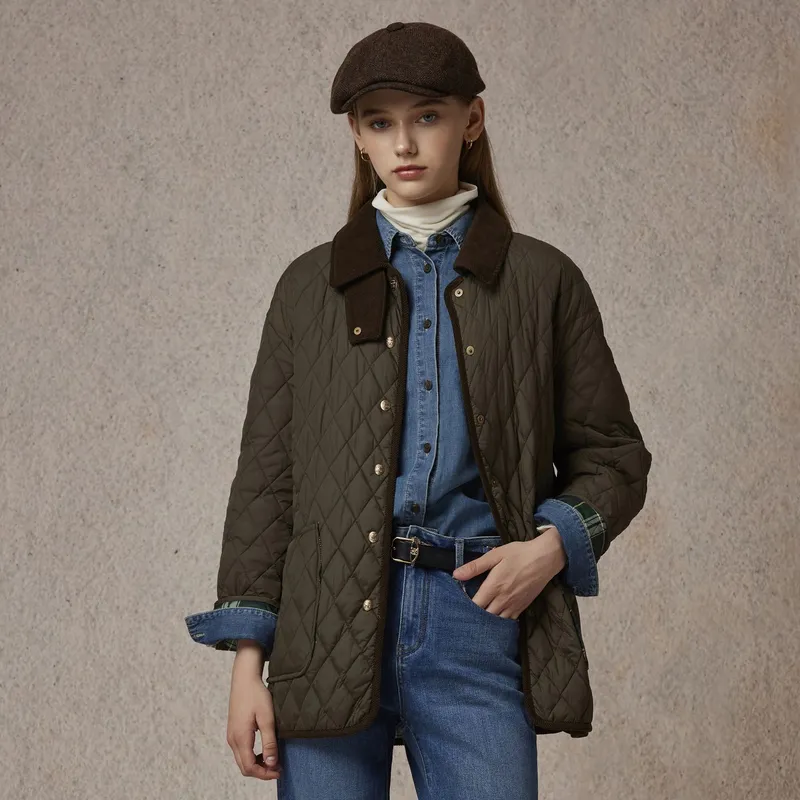 E.land Puffer Jacket Women's Army Green-2