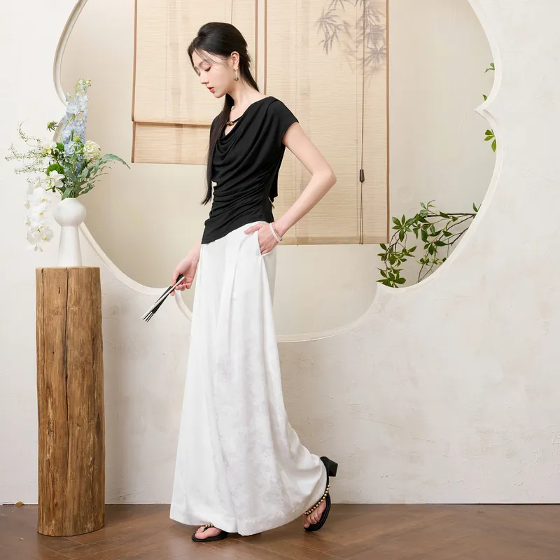 3COLOUR Casual Pants Women's Pearl White Floral-2