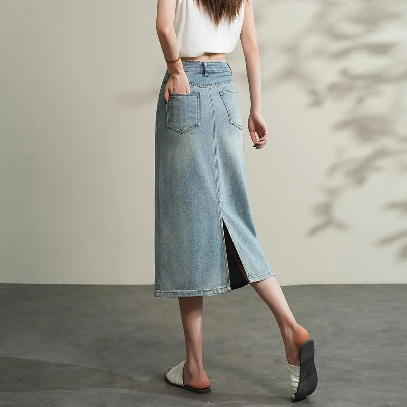 TERRE BLEUE Denim Long Skirt Women's-4