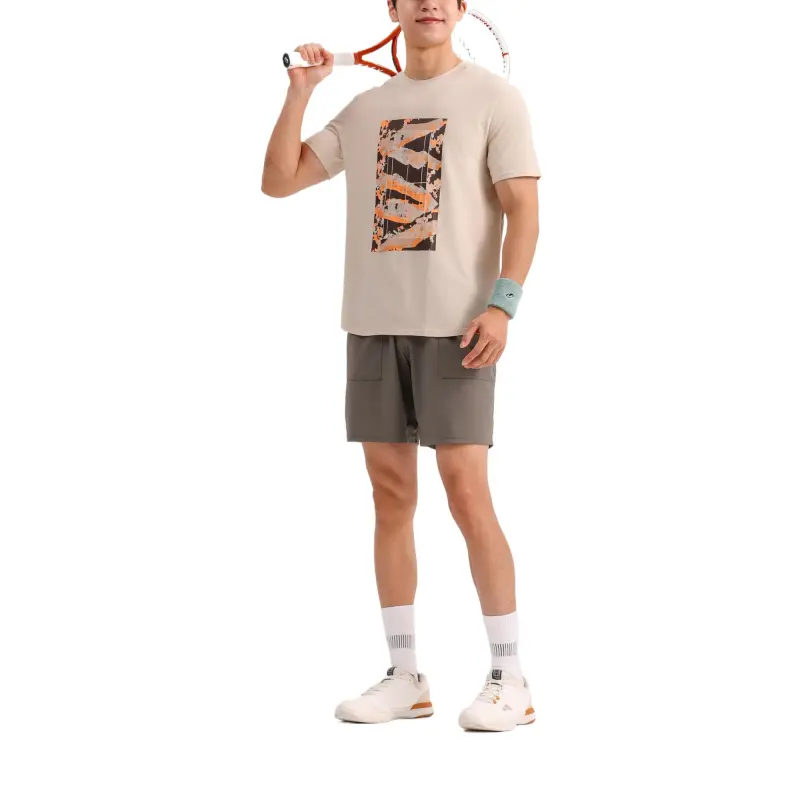 DECATHLON T Shirt Men's Light Chalk Gray/Brown-3