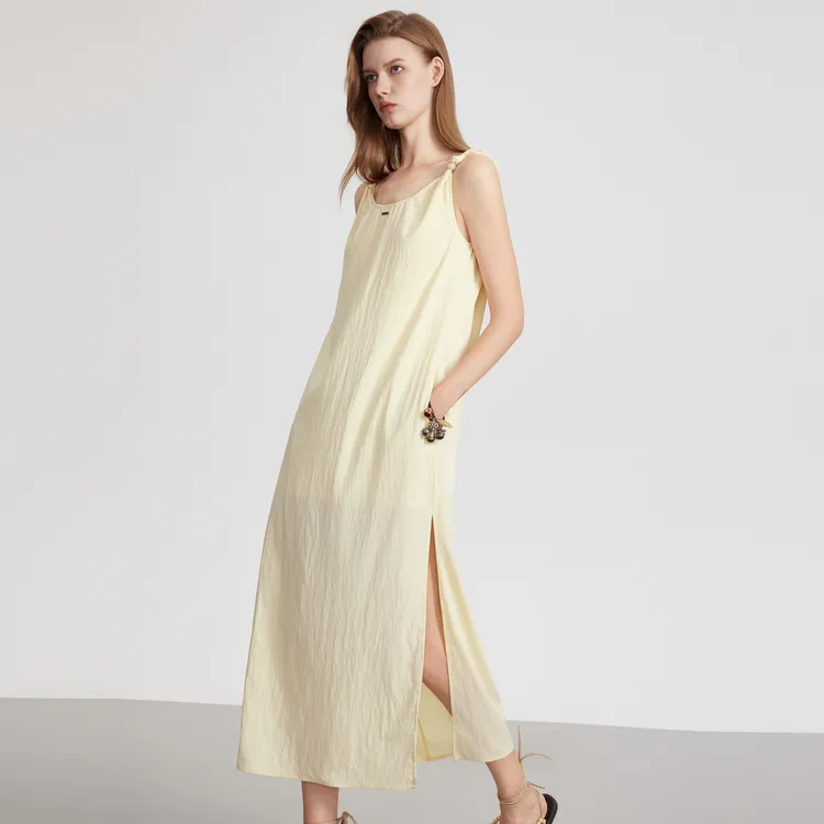 ELLE Slip Dresses Women's Yellow-3