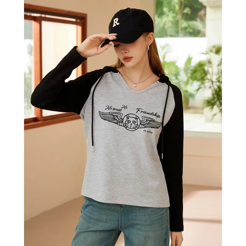 FAWENXIANGZI Raglan Sleeve T Shirt Women's Light Gray-5