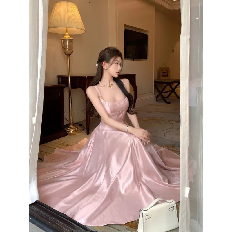 XIANSINIAO Slip Dress Women's Pink-4