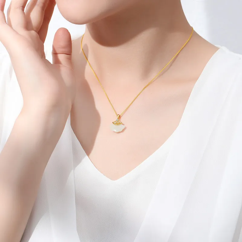 Royal Heaven's Choice Hetian Jade Necklaces Pale Greenish White Jade Unisex-2