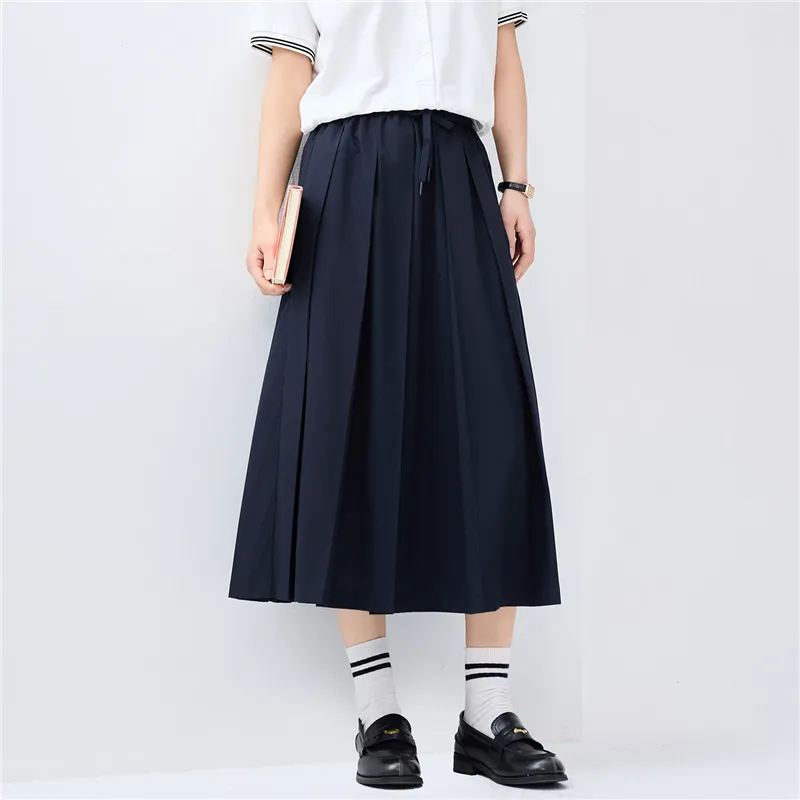 UNIQLO Casual Long Skirts Women's Emblem Uniform Blue-2