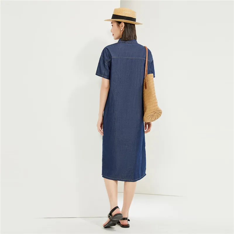 UNIQLO Short Sleeved Dresses Women's Dark Blue-6