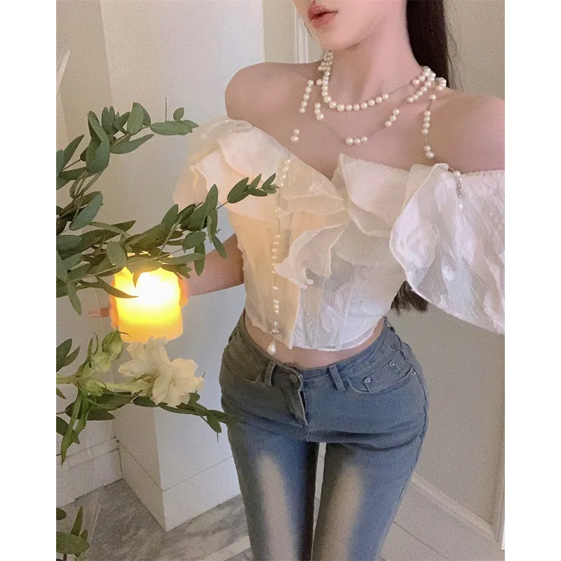 XIANSINIAO Ruffle Sleeve T Shirt Women's-4