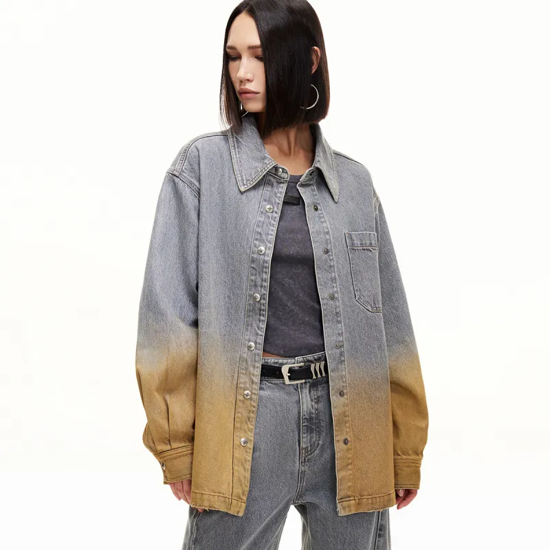 ONLY Shirts Women's J09 Gray Yellow Gradient Denim-4