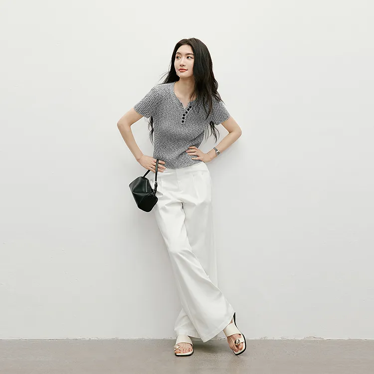Hopeshow Knitwear Women's Star White Gray 087-4
