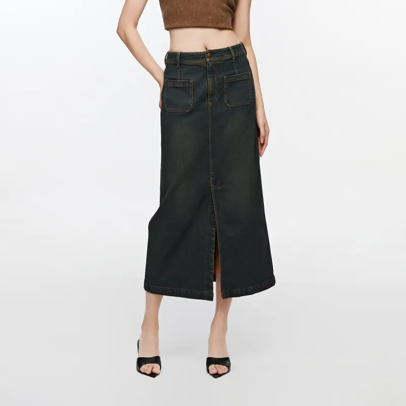 ONLY Denim Long Skirt Women's Washed Blue-2