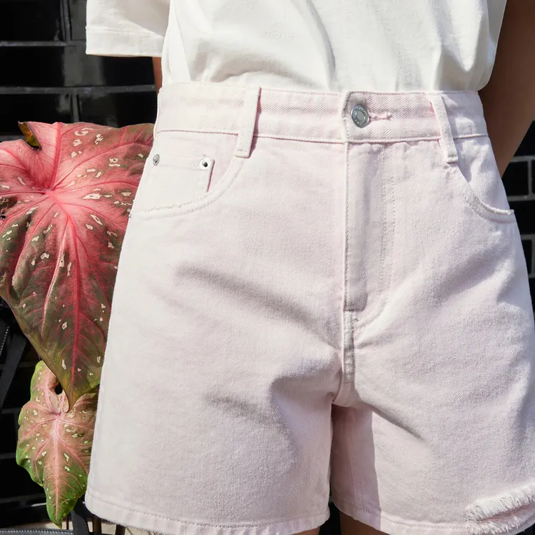 MO&CO Denim Shorts Women's Light Pink-4