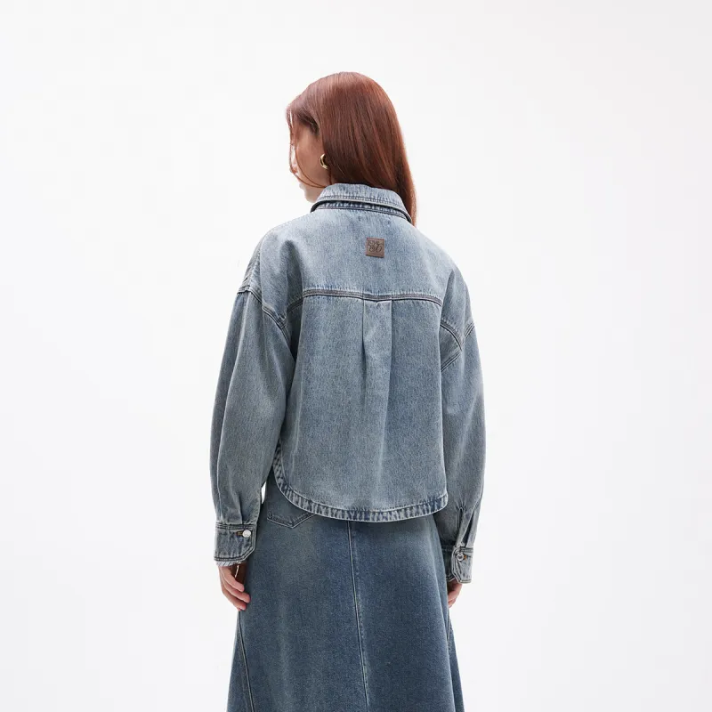 ONLY Denim Jacket Women's Washed Denim Blue-4