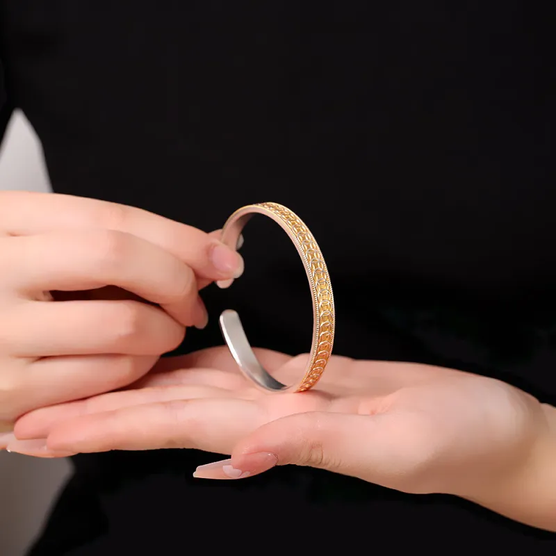 LIUXIN 999 Fine Silver Bangles Women's-3
