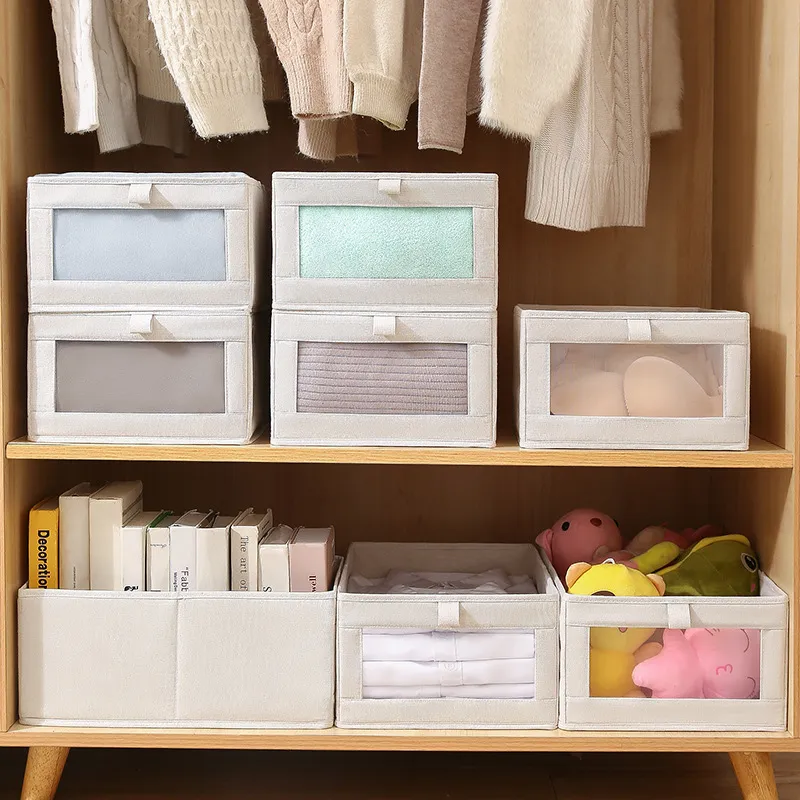 Yan Family Home Cotton Linen Blend Foldable Washed Pants Underwear Drawer Wardrobe Set-4