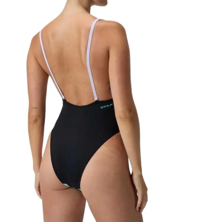 Speedo FLU3NTE One piece Swimsuit Women's Black White Blue-5