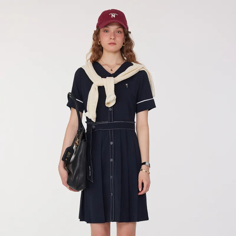 Teenie Weenie Short Sleeved Dress Women's Navy Blue-2