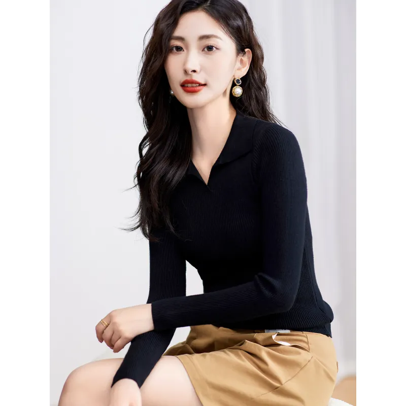 Love Elaine Spring Fall Knitwear Slim Fit Women's Black-1