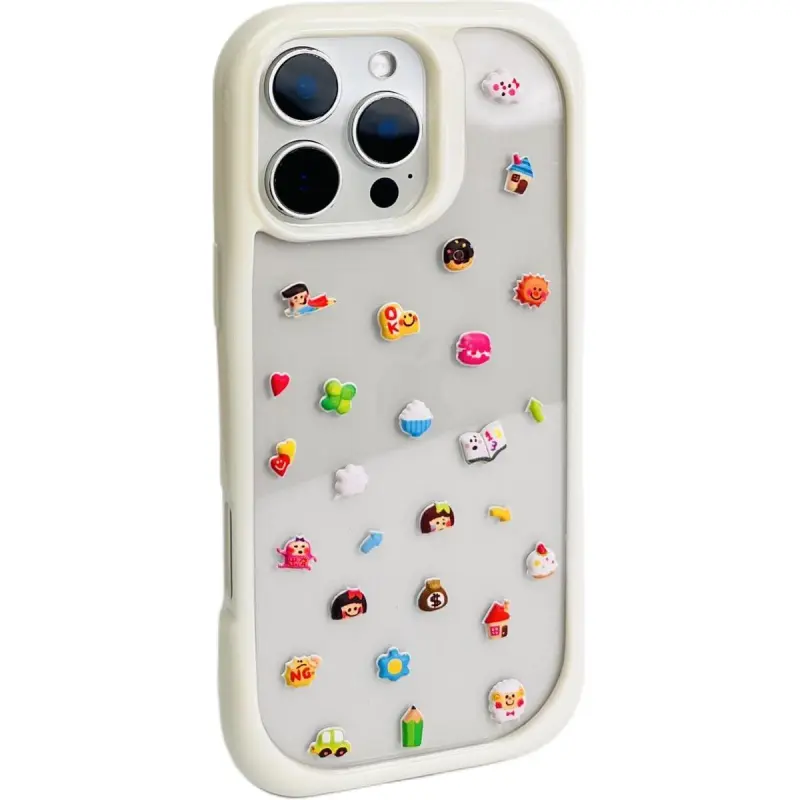 Sopi TPU Material Penguin Kitten DIY Sticker Phone Cases Compatible With IPhone 16/15 Pro Max/Apple 13/14 Pro/Max-9