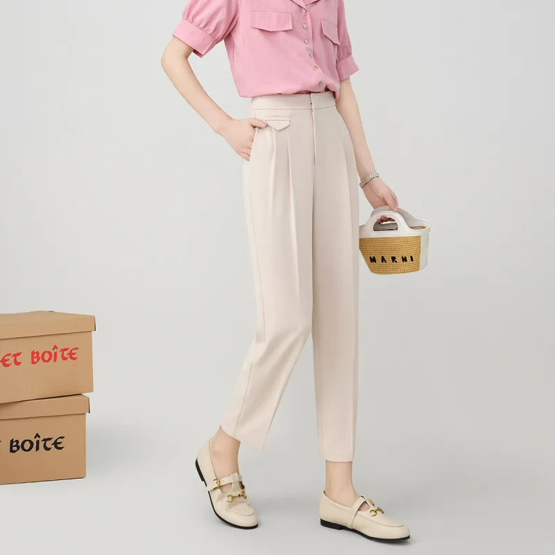 FAWENXIANGZI Spring, Summer, Fall Suit Trouser Regular Women's Apricot-5