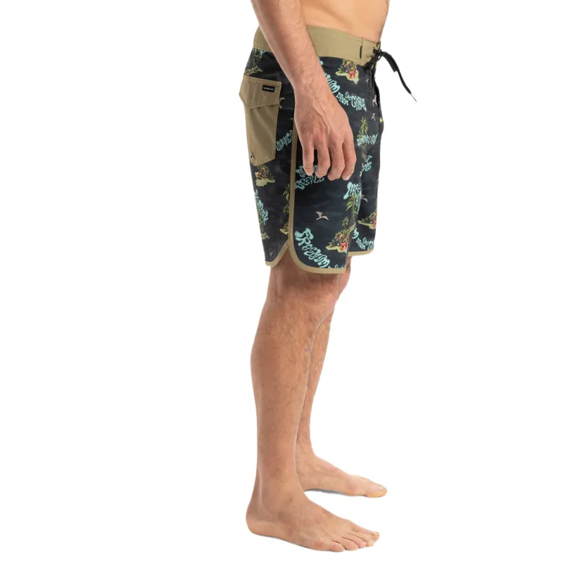 Quiksilver Surfsilk Scallop Swimming Shorts Men's Black Green-3