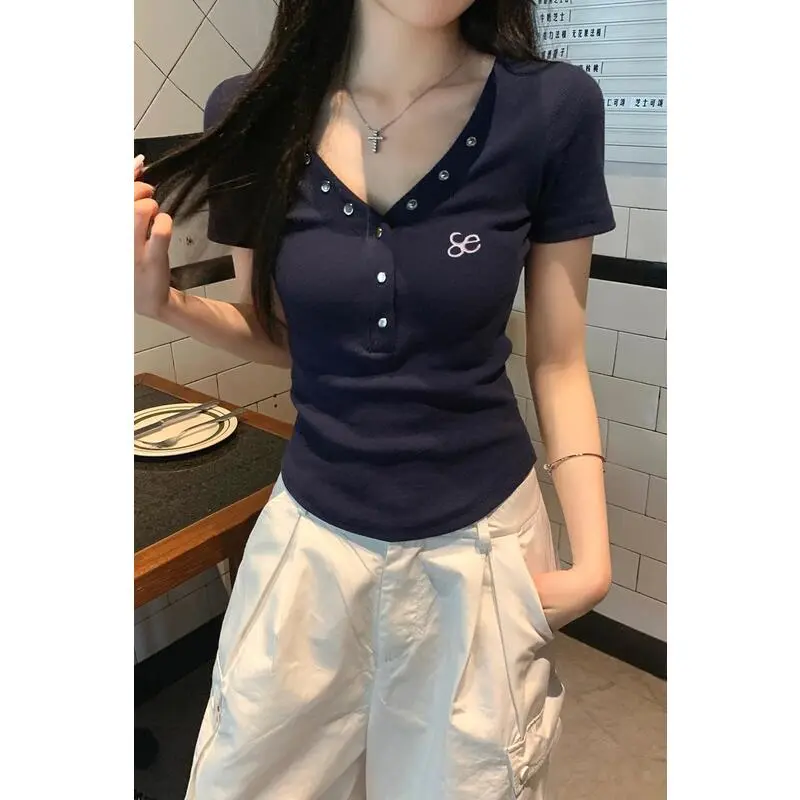 XIANSINIAO T Shirts Women's Navy Blue-6