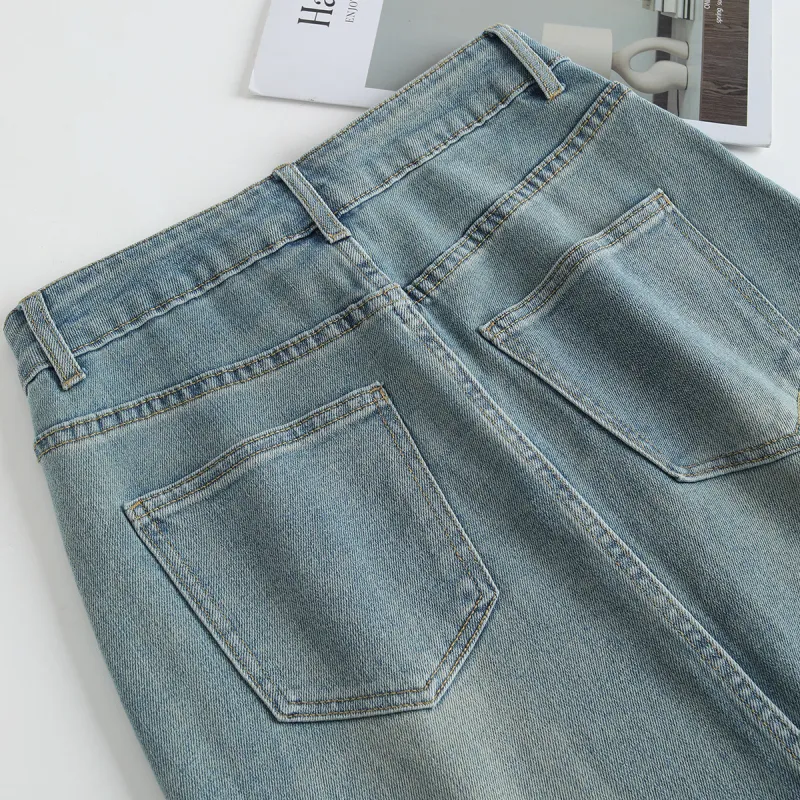 TERRE BLEUE Spring, Summer, Fall Denim Long Skirt Women's-7