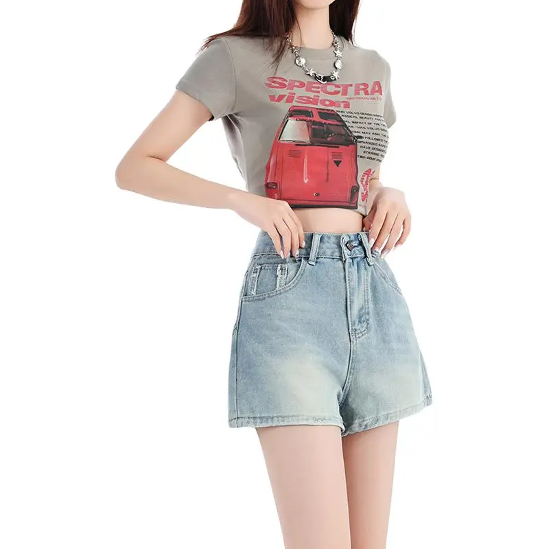 Kele Coco Denim Shorts Women's Light Blue-4