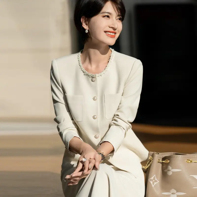 ONE SHALLOW Business Suits Women's Beige Apricot-4