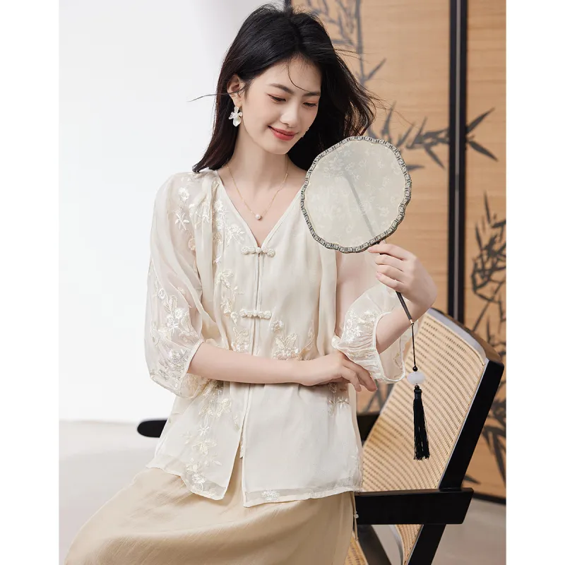 XINFEIYU Shirts Women's Beige-2